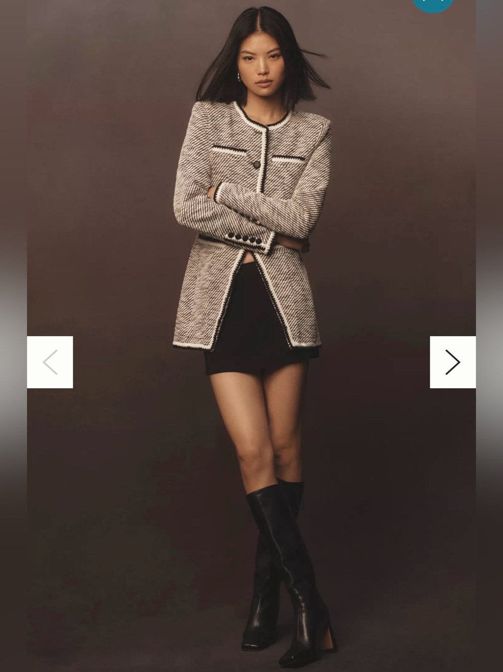 Anthropologie Avec Les Filles Tweed Single-breated Blazer Jacket XSP NWT